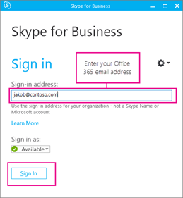 Rekisteröityminen Skype for Business -palveluun