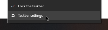 configuración de la barra de tareas