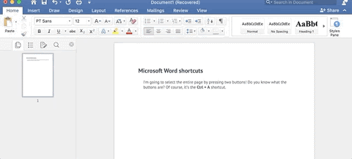 Užitočné klávesové skratky Microsoft Word