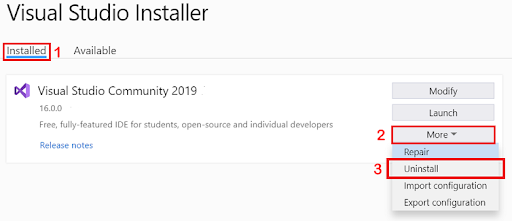 Programma di installazione di Visual Studio