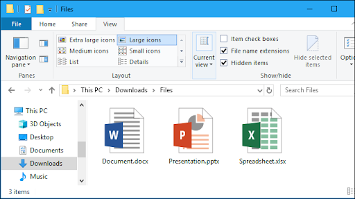 Основи на интерфейса на Windows 10 File Explorer