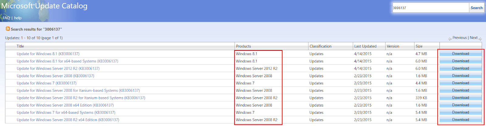 Catálogo de Microsoft Update