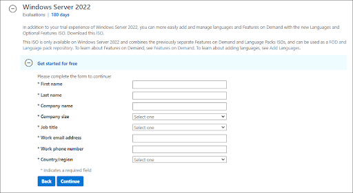   requisiti dettagliati ISO di Windows Server 2022